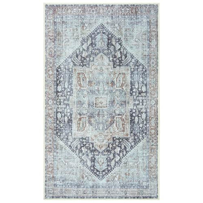 GLN Rugs Bohemian - Taxila - Machine Washable Runner Rug, Boho Washable, Non Slip, Low Pile Chenille Area Rug, Hallway, Bedroom, Kitchen Rug - Easy Clean (2'6"x7' Brown and Gray) - color: Brown/Gray/Cream, size: 2'6" x 7' (Runner)