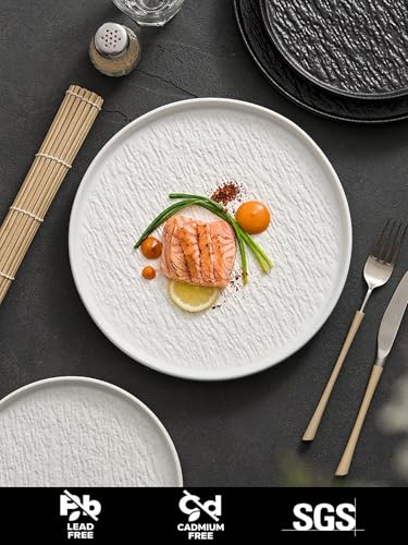 AOSIFIEL Ceramic Dinnerware set with Mugs for 4, 20 pcs, Dish set for 4, Porcelain Plates and Bowls Sets, White Dishware Sets Stoneware Dinner Plates Sets Platos de Cocina Vajilla - color: White Rock-Textured with Mug（20pcs）