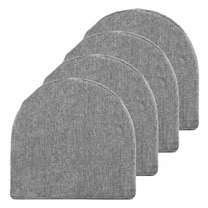 Sweet Home Collection Chair Cushions 100% High Density Memory Foam Pads U Shaped 17" x 16"Non-Slip Skid Rubber Back Seat Cover,Gray (Pack of 1, 4 Count) - color: Gray, size: 4 Count (Pack of 1)