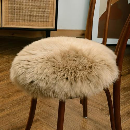 LLB Sheepskin Chair Pads - Office & Dining Room Chair Cushion - Tan, 16.5" Round (Pack of 1) - color: Tan, size: Round 16.5" (Pack of 1)