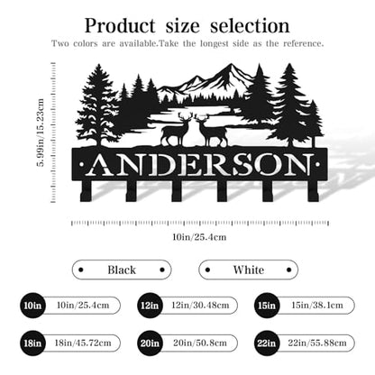 Custom Metal Key Holder, Personalized Key Holder Wall Mount with，Name Background Letter Theme, Ideal Keys Holder On Wall, Suitable for Living Room, Entrance, Kitchen(529) - color: Forest Deer
