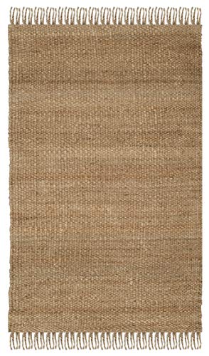 SAFAVIEH Natural Fiber Collection Accent Rug - 3' x 5', Natural, Handmade Boho Fringe Woven Jute, Ideal for High Traffic Areas in Entryway, Living Room, Bedroom (NF368A) - color: Natural, size: 3' x 5' (Rectangular)