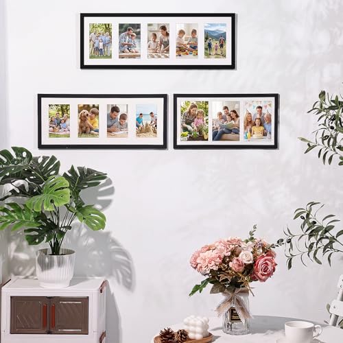 Fixwal 8x24 Collage Picture Frame, Holds Five 4x6 Photos, PVC | Shatter Resistant Plastic Cover, Wall Decor - size: 8x24（5-4x6）