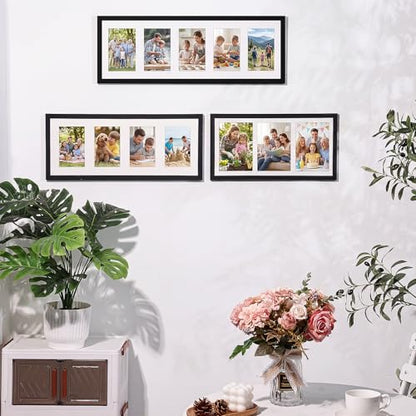 Fixwal 8x24 Collage Picture Frame, Holds Five 4x6 Photos, PVC | Shatter Resistant Plastic Cover, Wall Decor - size: 8x24（5-4x6）