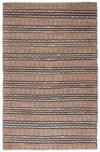 SAFAVIEH Natural Fiber Collection Area Rug - 5' x 8', Navy & Natural, Handmade Flat Weave Stripe Jute & Cotton Jute, Ideal for High Traffic Areas in Living Room, Bedroom (NFB651N) - color: Navy/Natural, size: 5' x 8' (Rectangular)