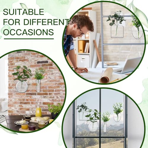 4 Pcs Wall Hanging Planter Wall Window Propagation Station Hanging Planter Glass Terrarium Container Plant Propagation Station Vase for Garden Office Decor(Geometric)