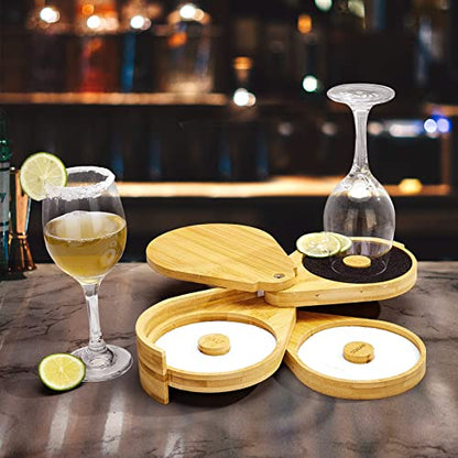 Margarita Salt Rimmer Set,1 Pack 3 Tier Bar Glass Rimmer Bamboo Wood Sugar Salt Box with Sponge,Bartender Tool for Cocktail and Margarita - size: Salt Rimmer-Wood*1
