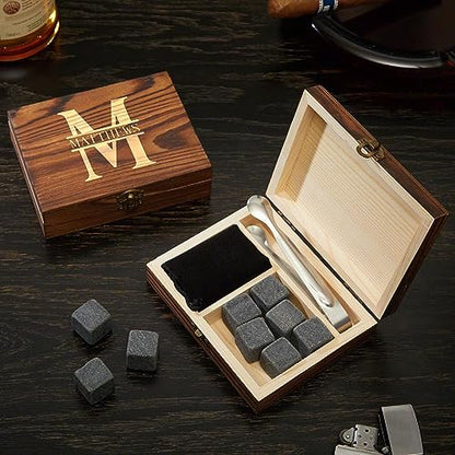 Custom Whiskey Stones and Liquor Glass Set for Groomsmen by HomeWetBar - Set of 5 Whiskey Kit and Accessories