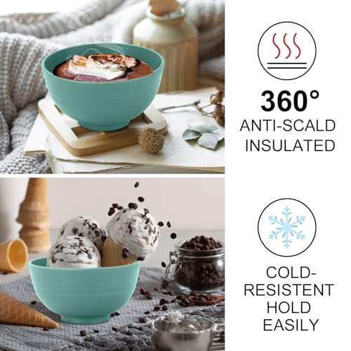 wheat straw snack bowls 10oz set of 8 - Unbreakable Dessert Bowls Dishwasher Safe - Small Handy Bowls for Ice Cream,Yogurt and Fruits. Green - color: Green, size: 10 oz