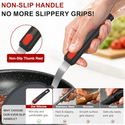 Beijiyi 4-Piece Silicone Spatula Turner and Tongs Set, 600°F Heat Resistant | BPA Free, Nonstick Cookware & Ceramic Pan Safe, Flexible for Cooking, Flipping, Non-Toxic Kitchen Utensils, Dishwasher Safe