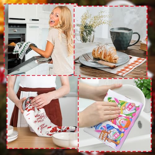 Fourluoo 8 Pcs Gnomes Seasonal Kitchen Towels, Holiday Hand Dish Towels Set Decorative Tea Cloths for Spring 4th in July Christmas Home Kitchen Bathroom Decor, 16 x 24 Inch - style: Gnomes