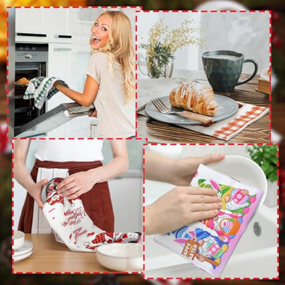 Fourluoo 8 Pcs Gnomes Seasonal Kitchen Towels, Holiday Hand Dish Towels Set Decorative Tea Cloths for Spring 4th in July Christmas Home Kitchen Bathroom Decor, 16 x 24 Inch - style: Gnomes