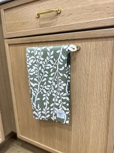 Kitchen Towels, Dish Towels for Kitchen, 3 Pc Kitchen Towel Set | Microfiber Waffle Towels, 16 x 26 inches, with Hanging Loops, Reusable Tea Towels, Cute Kitchen Towels - 3 Pack - color: Green