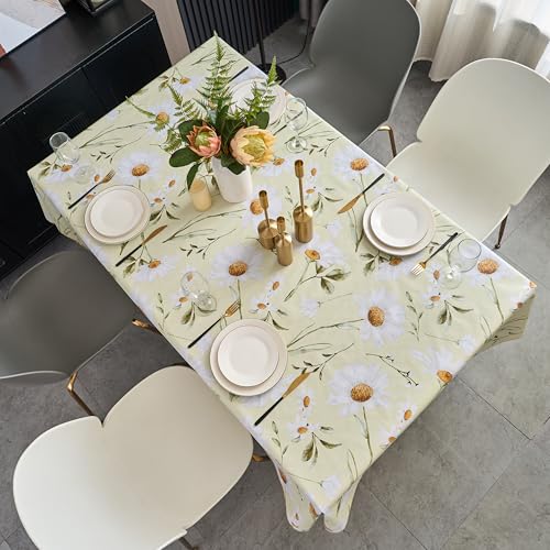 Pioggia Vinyl Tablecloth with Flannel Backing - Waterproof, Oil-Proof, Easy to Clean -Plastic Table Cloth - Perfect for Dining Tables, Kitchen Tables, Parties (Flowers Pattern, 54×54 Inch Square) - color: Flowers Pattern, size: 54" x 54" (Square)