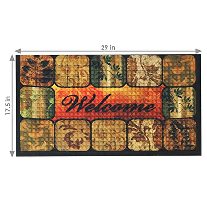 Sunnydaze Indoor Entrance Mat - Low Profile, Nonslip Design - Doormat Perfect for the Mudroom, or Entryway - 17.5" x 29" - Brown Floral