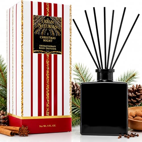 Reed Diffuser Set, Christmas Night - Bathroom Shelf Décor | Cinnamon spice, Almond, Clove, Cedarwood, Fresh Balsam and Fir needle - color: Christmas Night