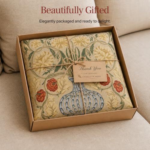 William Morris The Rose Tapestry Throw Pillow Cover 18 x 18 in - color: Yellow Rose
