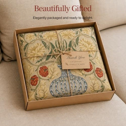 William Morris The Rose Tapestry Throw Pillow Cover 18 x 18 in - color: Yellow Rose