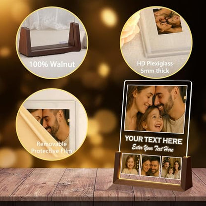 LOUISMIAA Customized Picture Frames with Night Light,Decorative Plaque Anniversary Birthday Mother’s Day Father’s Day Valentine’s Personalized Gifts Same Day Shipping - color: Style 01