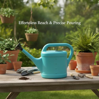 Long Spout Watering Can for Indoor Plants, Lightweight Blue PP Plastic with Narrow Tip for Precise Pouring - size: 15.35 x 3.74 x 12.2 in