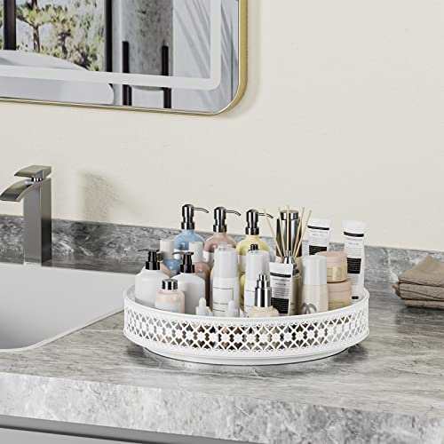Ovicar Lazy Susan Turntable Organizer - 13 inch Rotating Spice Rack Metal Lazy Susan for Cabinet Pantry Kitchen Countertop Dining Table Cupboard Bathroom Vanity Refrigerator White - color: 13 Inch White