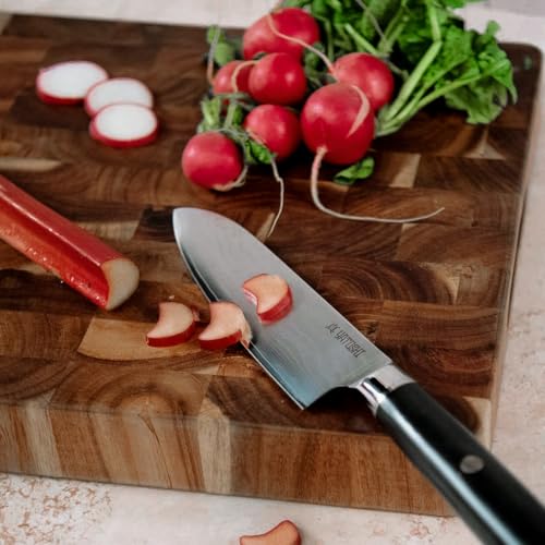 Extra-Large Acacia Wood Cutting Board with Built-In Handles – Checkered End-Grain Butcher Block, Reversible Chopping Board for Meat, Bread & Vegetables – Premium Heavy-Duty Chef Board