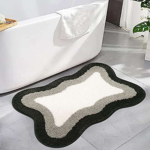 HAOCOO Bathroom Rug Mat, 18x25 inch Extra Soft Non-Slip Gradient Gray Rugs, Absorbent Microfiber Washable Small Rug Carpet for Floor Tub Shower Black/Grey - color: Grey, size: 18x25 inch (Irregular)