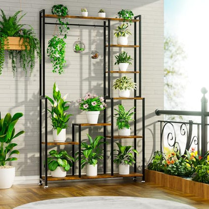 CODACE Plant Stand Indoor with Grow Light - 71 Inches Tall Plant Shelf | 8 Tiered Large Metal Plant Stand, Square Stand Plant Stand Display Shelf for Corner, Living Room, Balcony, Garden