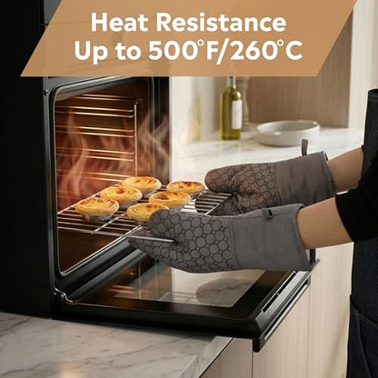 Pot Holders Set, 6 Piece Kitchen Oven Mitts & Towels Set | 2 Pot Holders, 2 Oven Mitts, 2 Dish Towels, Heat Resistant up to 500°F, Ideal for Cooking & Baking - color: 2 Pot Holders, 2 Mitts, 2 Towels