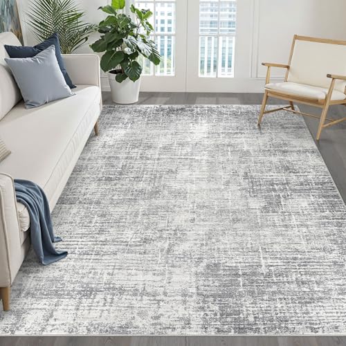 LOONGRUG 5x7 Area Rug Washable Neutral Modern Rug for Living RoomGrey | Abstract Soft Stain Resistant Indoor Floor Non-Slip Carpet for Bedroom Nursery Kids Office Playroom - color: Grey, size: 5' x 7' (Rectangular)