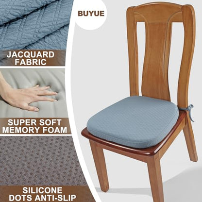 BUYUE Luxury 100% Pure Memory Foam Chair Cushion 1 Pack, Jacquard 16" U-Shape Comfortable Dining Chair Pad, Removable Slip Resistant Kitchen Chair Seat Cushion, (1 Piece, Sky Blue) - color: Sky Blue