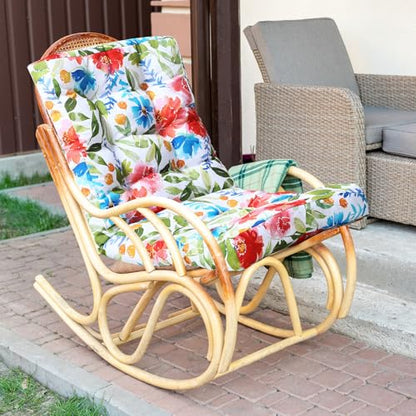 Hoteam 4 Set Outdoor Patio Chair Cushions 20 x 42 in Deep Seat Waterproof Patio Cushions Set for Furniture Replacement Removable Seat and Back (Flower) - style: Flower