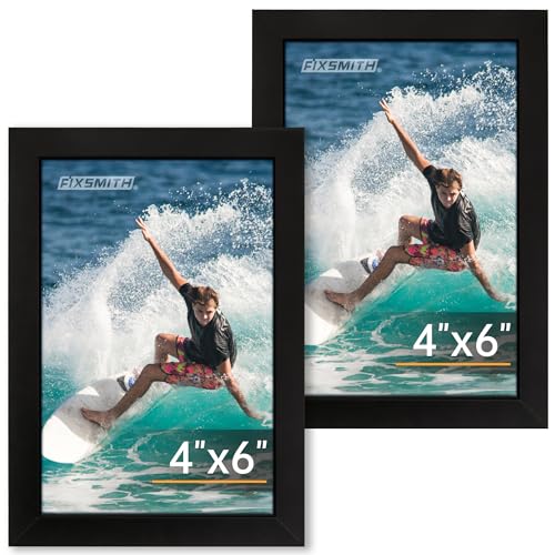 4x6 Picture Frame Set of 2, 4x6 Photo Frames with HD Plexiglass for Wall Hanging or Tabletop Display, Black - color: Black, size: 4"×6"