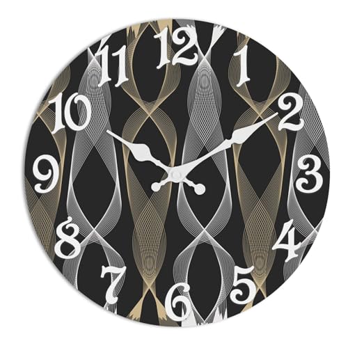 Round Wall Clock Silent Non-Ticking 8", Black Gold | Battery Operated Clock Home Decor for Living Room, Kitchen, Bedroom, and Office - color: Farmhouse Vintage Coastal, size: 8in