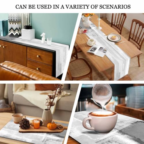 Mcalk Dark Grey Table Runner and Placemats Set of 6 Pieces, Grey Placemat, Cloth Place Mats Indoor for Kitchen, Washable Abstract Placemats Linen Material for Dining Table - color: 01grey
