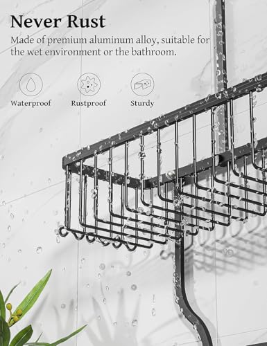 Never Rust Shower Caddy Hanging, Aluminum Shower Racks for Inside Shower, 3-Tier Shower Organizer Hanging Over Shower Head with Hooks and Soap Holder, Black - color: Black
