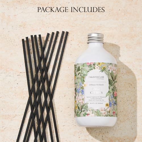 M&SENSE Reed Diffuser Set, Sage Citrus, 17oz Natural Essential Oil | Non-Toxic Organic, Long-Lasting Fragrance, Ideal for Living Room, Home Office, Gifts for Women - color: Sage Citrus