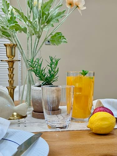 KLIFA- ETON- 15.2 & 20.8 ounce, Set of 8, Acrylic Tumbler & Highball Drinking Glasses Set, BPA-Free, Stackable Plastic Drinkware, Dishwasher Safe Cups, Clear - color: Clear, style: 15.2 & 20.8 ounces, Set of 8