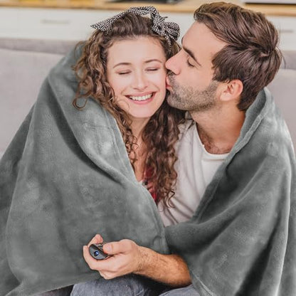 Elegant Throw Blanket for Couch & Sofa, All-Season Lightweight Fleece Blanket, Luxury Soft Cozy Fuzzy Throw for Her Him, Grey, 50 x 56 Inches