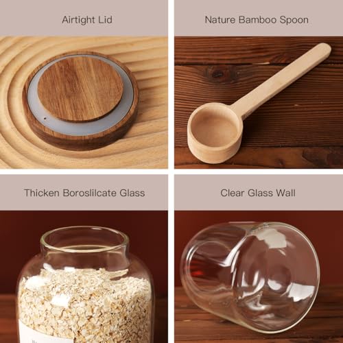 CZSZYGHBAO 2 PCS Large Glass Jar with Airtight Lid, Glass Food Storage Jars for Tea,Spice,Cereal, Egg,Flour,Coffee and More(70 FL OZ/2000 ml) - color: 2000ml