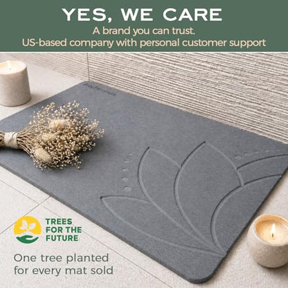 Stone Bath Mat - Diatomaceous Earth, Quick Dry - West Lotus | Non-Slip, Stone Bath Mats for Bathroom, Bath Stone, Diatomite, 23.6"x15.4", Luxury Bath Mat - color: West Lotus