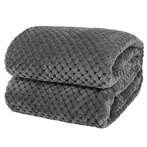 PAVILIA Fleece Throw Blanket for Couch Sofa Bed, Charcoal Dark Gray 50x60 | 280 GSM Soft Fuzzy Waffle Textured Jacquard Microfiber, Warm Lightweight Fade-Resistant Decorative Decor, All Season Gift - color: Dark Gray, size: 50 X 60 Inches - Throw