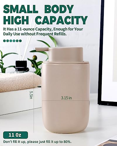 BosilunLife Lotion Pump Dispenser for Kitchen, Bathroom Countertop | Matte Khaki Soap Dispenser Bathroom Ceramic Dish Liquid Soap Dispenser (Khaki, Liquid Pump) - color: Khaki-1 Pack