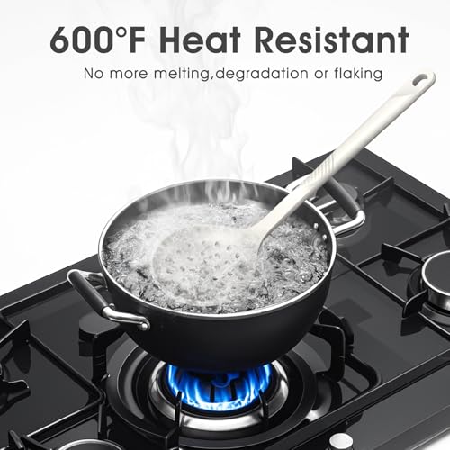 Silicone Cooking Utensils Set - 600°F Heat Resistant, Nonstick Kitchen Utensil Set with Spatulas, Spoons, Whisk, Tongs, BPA Free, Dishwasher Safe, Cream White - color: Cream White