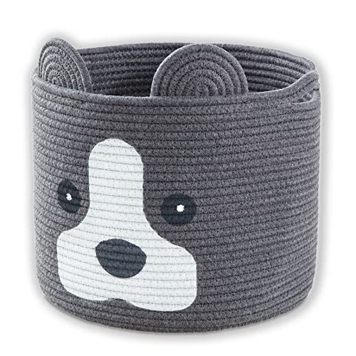 Medium Dog Woven Baskets with Handle, Dog Toy Hamper, Cotton Rope Dog Toy Storage Baskets for Pet, Animal Basket for Kids, Baby Gift Baskets for Dog Lovers, Dark Grey - color: Dark Grey