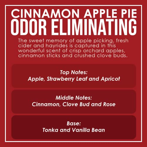 Cinnamon Apple Pie Odor Eliminating Highly Fragranced Candle - Eliminates 95% of Pet, Smoke, Food, and Other Smells Quickly - Up to 80 Hour Burn time - 12 Ounce Premium Soy Blend - color: Cinnamon Apple Pie