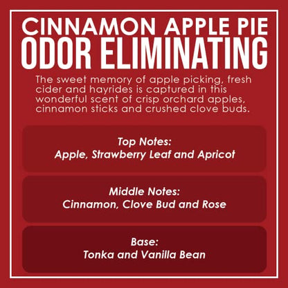 Cinnamon Apple Pie Odor Eliminating Highly Fragranced Candle - Eliminates 95% of Pet, Smoke, Food, and Other Smells Quickly - Up to 80 Hour Burn time - 12 Ounce Premium Soy Blend - color: Cinnamon Apple Pie