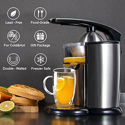 15 Oz Double Walled Glass Coffee Mugs, 2 Packs Clear Coffee Mugs with Lids Insulated Coffee Cups with Handle Perfect for Cappuccino,Tea,milk ,Espresso,Latte, Hot Beverage Set of 2 (Glass lid, 15oz) - color: 15oz