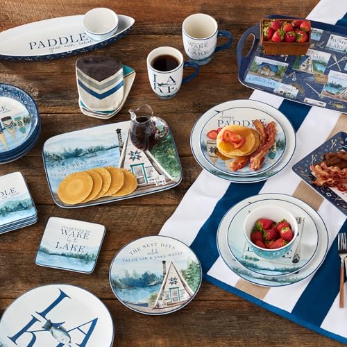 Wake at the Lake 3-D Canoe Chip & Dip Set, Two-Piece Serving Tray with Dip Bowl & Spreading Knife, Durable Design, Lightweight & Easy to Clean, Perfect for Chips, Veggies & Dips