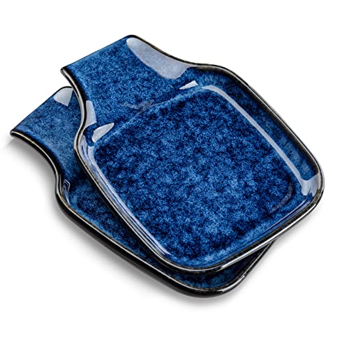 vancasso Stern Spoon Rest for Kitchen, Square Ceramic Spoon Holder for Stove Top, Heat Resistant Utensil Rest for Countertop, Dishwasher Safe, Kiln Blue, 2 Pack - color: Blue